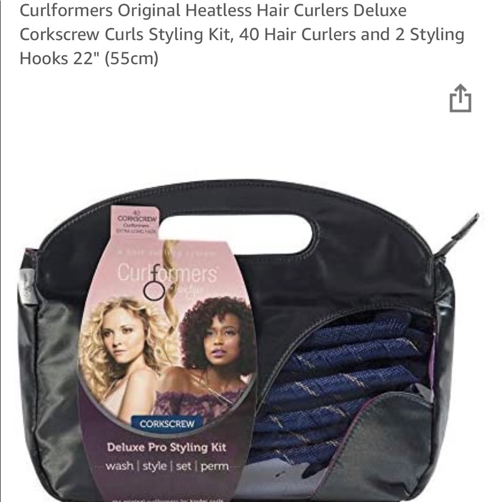 Corkscrew Curls Styling Kit, 40 Hair Curlers and 2 Styling Hooks 22" (55cm)
